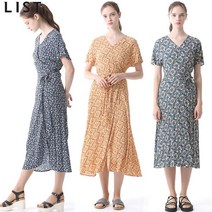 [리스트(LIST)] 페미닌 랩오버 플로럴 반팔 원피스