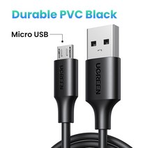 Ugreen-마이크로 USB 케이블 충전기 삼성 갤럭시 S7 S6 샤오미 태블릿용 휴대폰 고속 충전 코드 와이어, 12.Micro USB PVC Black - 0.25m