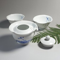 [드리다샵] 여주도자기 청화백자 2인 다기세트 보이차 다도세트, 선물포장함(쇼핑백포함), 1세트