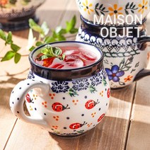 프라카 폴란드풍 도자기 레이디 머그 270ml 4P, 달리아+다이앤서스