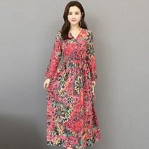 가바바 여성 원피스 화려한 데일리로 제격 브이넥 데일리 롱원피스 G27181