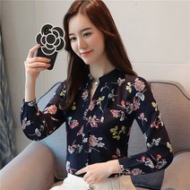 봄 패션 날씬해 보이는 여성 셔츠 루즈핏 상의 긴팔 프린트 블라우스