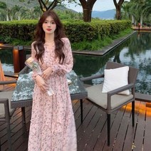 린넨 아일렛 봄 여름 가을 원피스 긴 소매 드레스 여성 인쇄 Kawaii 패션 홀리데이 디자인 v-목 의류 복고풍 세련된 모든 경기 레저 Ins Ulzzang 레이디