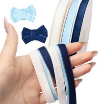Glodecart 2롤 그린 벨벳 리본 포장 선물 웨딩 얇은 단색 싱글 페이스 스풀 더스티 그린 리본 선물 포장 꽃 풍선 장식 DIY 파티 용품 1.9cm X 18.4m(3/8인, 3 Navy Blue White
