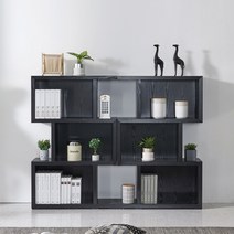 블랑누보 거실 낮은 책장 북케이스 맞춤책장 작은 DIY 디자인 지그재그 3단 미니 책장 수납장, 블랙(3단좌측형(D2))