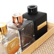 디퓨저용기 - 컬러사각 ( 140ml ), [ 무광블랙 / 골드캡 ]