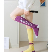 여성 짝짝이 스포츠 압박 니삭스, 화이트+블랙
