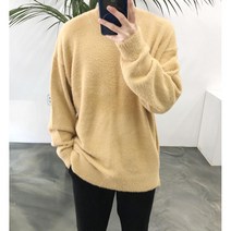 겨울 남녀공용 무지 루즈핏 무지 앙고라 니트