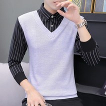 가을투피스 겨울 긴 소매 트렌드 체크 셔츠칼라 비지니스 풀오버 후드 솔리드 무지 니트 스웨터 디프그레이 4996793693