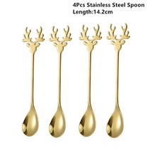 새해 크리스마스 숟가락 포크 트리, 39.gold elk head Spoon