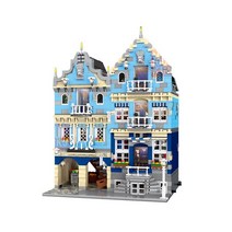 시티 스트리트 뷰 MOC 다이너 앤티크 컬렉션 모듈러 스카이 캐슬 모델 블록 브릭 쇼핑몰 코너 우체국, 06 Market Street