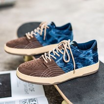 데일리 Q1101450 캐주얼 단화 데님 패치 펀칭 신발 복고풍 스웨이드