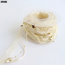 크리스마스 가죽 리본 별 눈꽃 장식 테이프 크리스마스 트리 장식 diy 장식 재료, 1Cm와이드복합거즈벨트골드5M