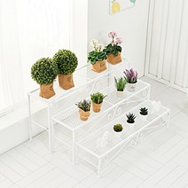 인퍼니처 베란다화분정리대 철제화분진열대 철제화분받침대 화분정리대 화분받침대 스텐드 선반 다육이거치대 화분대, 화이트