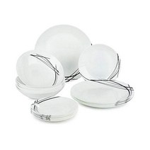 ARCOPAL P3364 Domitille Noir Collection 18 Pcs Dinnerware Set Tempered Glass Round Plates Set for