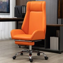 사무실 진피 금속 스틸 고탄성 라텍스 스폰지 인체공학 회의 좌식 가정용 등받이, 5.Orange high Lie Foot