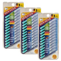 덴트픽 치간칫솔 I자형 12P S 3단계 1.0mm (독일산 와이어+ 고품질듀폰모 사용), 3개