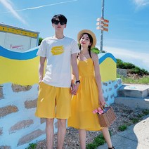 휴양지커플룩 시밀러룩 태국 발리 신혼여행 해변 휴가
