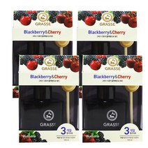 불스원 프리미엄 그라스 차량용 디퓨저 105ml, 블랙베리 + 체리, 4개