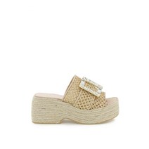 ROGER VIVIER RVW61935020RNK 5T97 라피아 에스파드리유 뮬 슬리퍼 스트라스 버클
