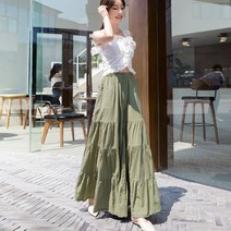 도니와 여성 A라인 예쁜치마바지 밴딩롱스커트 와일드팬츠 치마바지