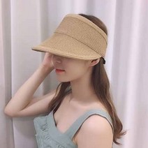 [유자매샵] 여성 돌돌이 썬캡 밀짚썬캡 지사모자 밀짚모자