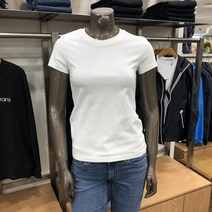 캘빈클라인 여성 메탈릭 기본로고 슬림핏 반팔 티셔츠(J213892-YAF)