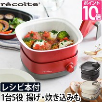 전기 냄비 [선택 럭셔리 특전] 레콜트 냄비 듀오 캐레 그릴 냄비 핫 플레이트 프라이어 꼬치 튀김 꼬치 커틀릿 1 인용 2 인용 세련된 튀김 치즈 퐁듀 끓여 recolte POT DUO carre RPD-4