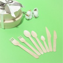맘앤팩 우드 스푼 포크 나이프 100개 친환경 일회용 나무 미니 아이스크림 숟가락 수저 커트러리, 160mm(대)