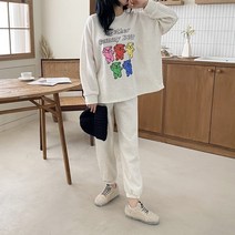 2컬러 겨울 기모 구미 루즈핏 티셔츠 조거팬츠 홈웨어 트레이닝 상하세트