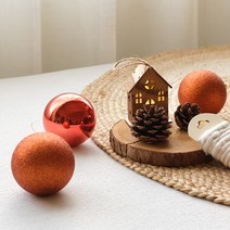 8cm 크리스마스믹스볼 (4개세트) - 브릭레드