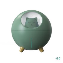 고양이가습기 에어레스트 아로마오일 탁상용 무드등 원룸 강아지 차량 책상용 USB, Green