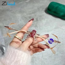 안경테 Zilead다이아몬드 컷 독서용 안경 여성용 무테 블루 라이트 노안 안경 여성용 처방용 광학 읽기 안경