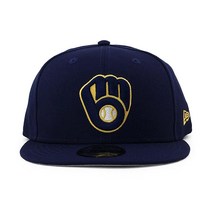 뉴에라 New Era Milwaukee Brewers 9Fifty 스냅백 모자 브루어 기본 스냅 백 캡 올드 스쿨 네이비 176698