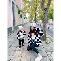 QZZ0010 엄마랑 아들 토끼 반짝이 맨투맨 뽀글이 모자 모녀 맘커플 패밀리룩 등하원룩