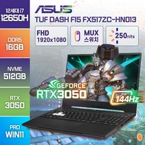 ASUS TUF Dash F15 FX517ZC 최신 인텔 12세대 i7-12650H RTX3050 고성능 게이밍 윈도우11 노트북, TUF Dash Gaming F15, WIN11 Pro, 16GB, 512GB, 코어i7, 그레이