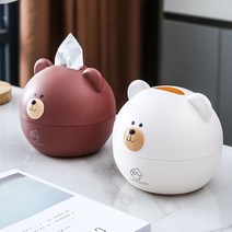 구디푸디 곰돌이 돼지 티슈 두루마리 휴지 케이스, 곰돌이 (화이트)
