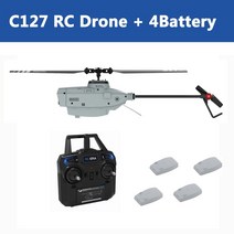 드론 카메라 미니 입문용 C127 2.4GHz RC 드론 720P 카메라 6 축 와이파이 센트리 헬리콥터 와이드 앵글 에, 04 C127 Total 4 Battery
