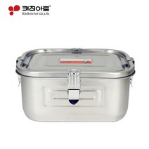 키친아트 고급 무광택 사각 김치통 완벽밀폐 뚜껑 잠금장치 모두스텐 3.0L, 키친아트 올스텐 사각김치통 3L, 3L, 1개