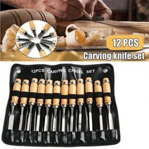 우드 카빙 키트 목각 핸드 끌 세트 가우지 건설 보관 가방 포함 12 개, 01 12pcs