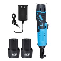 전동라쳇 충전임팩 래칫 렌치 12v 식 배터리 수리 도구 전기 무선 전기 eu 플러그, 블루 블랙, 1.blue  black