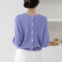 제니트 여성 루즈핏 라운드넥 데일리룩 레이어드 투웨이 양면 물결 긴팔 니트 가디건 셔스양면물결