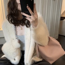 HXT 여성 가디건 하프 밍크 인조털 오버핏 오픈형 무지 아우터 봄가을 빅사이즈