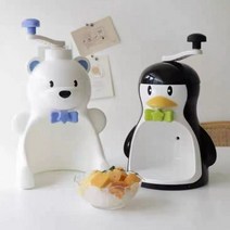 업소용 빙수기 가정용 팥빙수기계 일본산 식품 등급 수지 펭귄 작은 흰곰 으깬 얼음 빙수 기계 설명서 가정용 빙수기, 블랙 펭귄 (6월 10일경 도착)