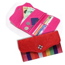 누비 자수 장지갑 혼수용품 지갑 한복지갑 지갑 불교용품, 핑크