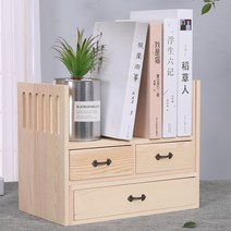 책상수납함 멍청한 모양 원목 탁상 수납정리대 책상테이블 위 미니 책꽂이 창문블라인드 수납책장 콤비네이션 2680551235, 서랍 수반 콤비네이션 소나무