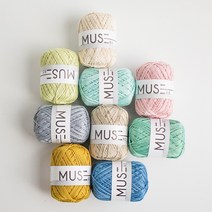 야나 뮤즈(MUSE) 65g 뜨개실 뜨개질 털실 가방뜨개 코바늘 네트백뜨기 모자뜨기 코바늘뜨기 뮤즈실, 814 레몬그린티