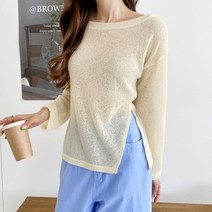 옷자락 [옷자락] 여자 여름 사선 트임 부클 린넨 티셔츠