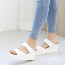 여성 통굽 키높이 웨지힐 여름 슬리퍼 샌들 위키