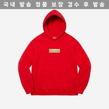 [정품] 슈프림 블링 박스로고 프린트 후드 후드티 커플 가을 겨울 스웨트셔츠 맨투맨 레드